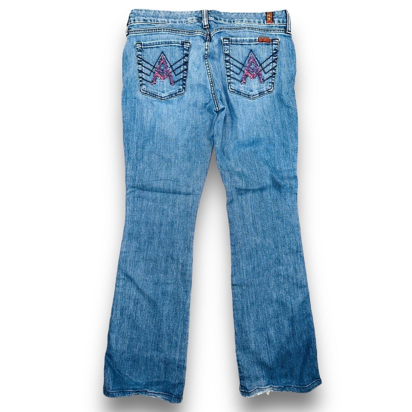 D6 7fam 7 For All Mankind A Pocket Flare Jeans Women's Y2k Size 30 Low Rise